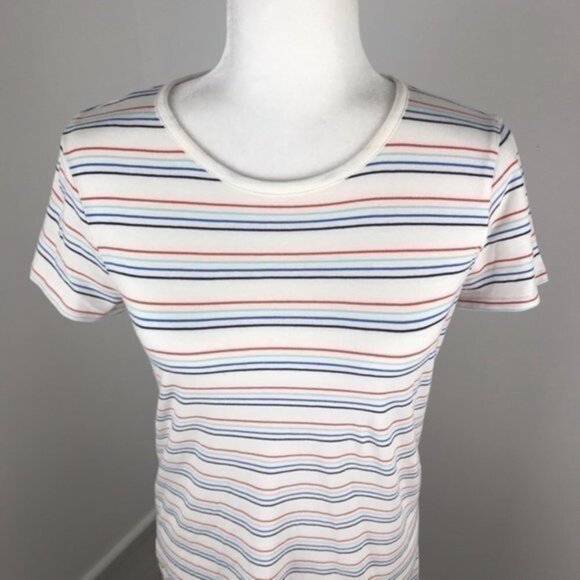 J. Crew White Colorful Striped T Shirt Dress - Picture 2 of 7